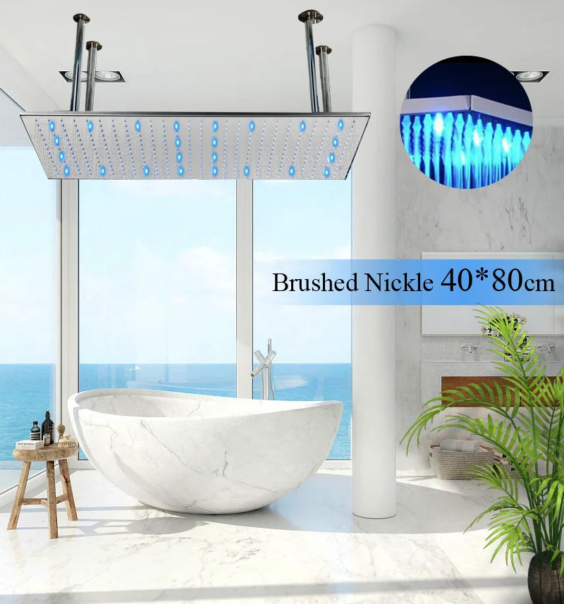 Large Rainfall Shower Faucet Ceiling Installation Bathroom