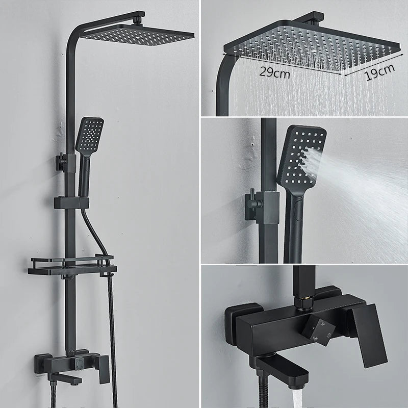 3/4-Way Shower Faucet Rainfall Shower Cold Water Mixer