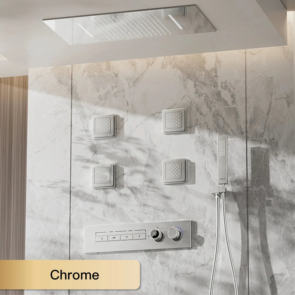 Luxury Gun Gray Brass Shower System Ceiling Design