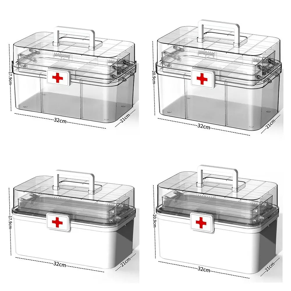 Plastic 3-Layers Medicine Box Sorting Storage Dustproof Drug
