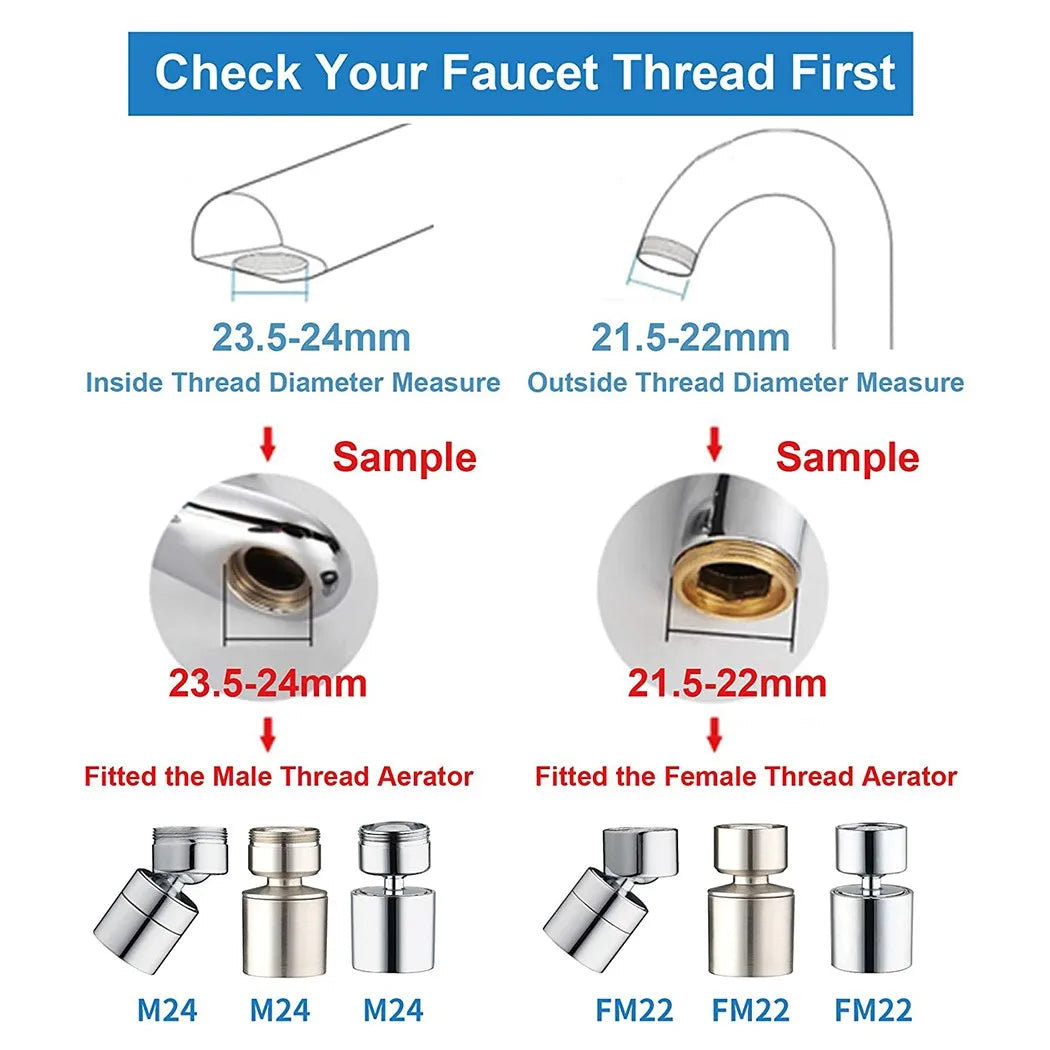 360 Rotary Faucet Spray Head Filter Washbasin Splash