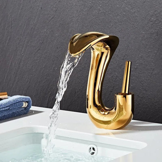 Tuqiu Black Bathroom Faucet Brass Gold Basin Faucet