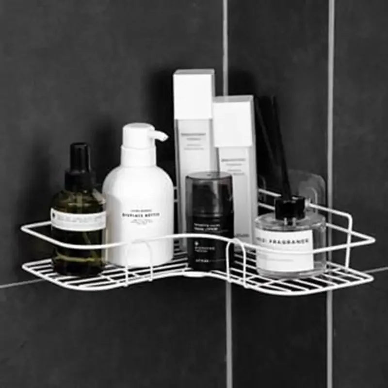1pc Stainless Steel Corner Shower Caddy No-Drilling Wall-Mounted