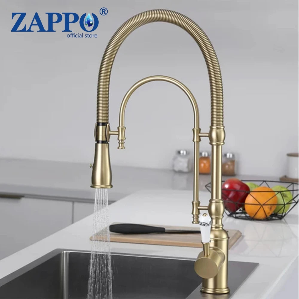 Zappo Gold Chrome Sink Faucet High Arc 360