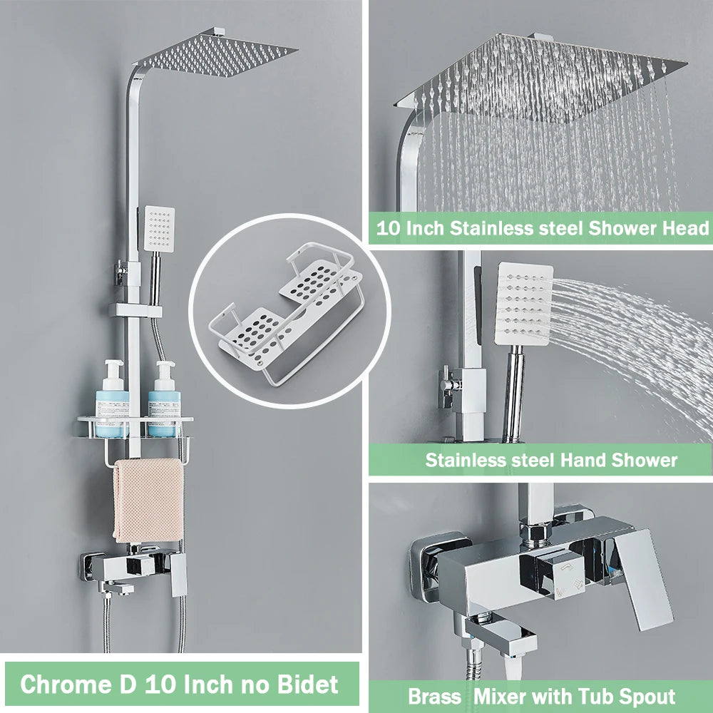 Rozin Rainfall Bathroom Shower Faucet Bidet Mixer Tap