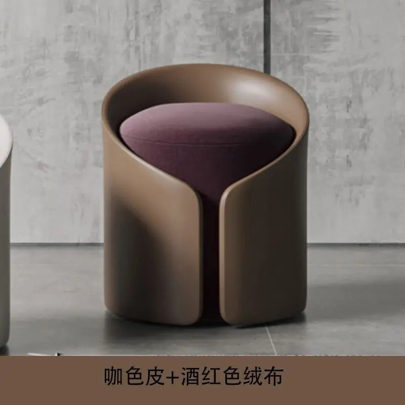 Nordic-Style Round Pouf Versatile Multipurpose Stool Vanity Shoe