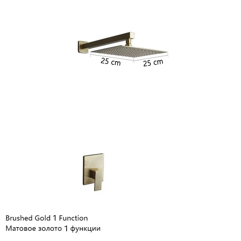 Gray Hidden Shower System Concealed Rainfall Bathroom Shower