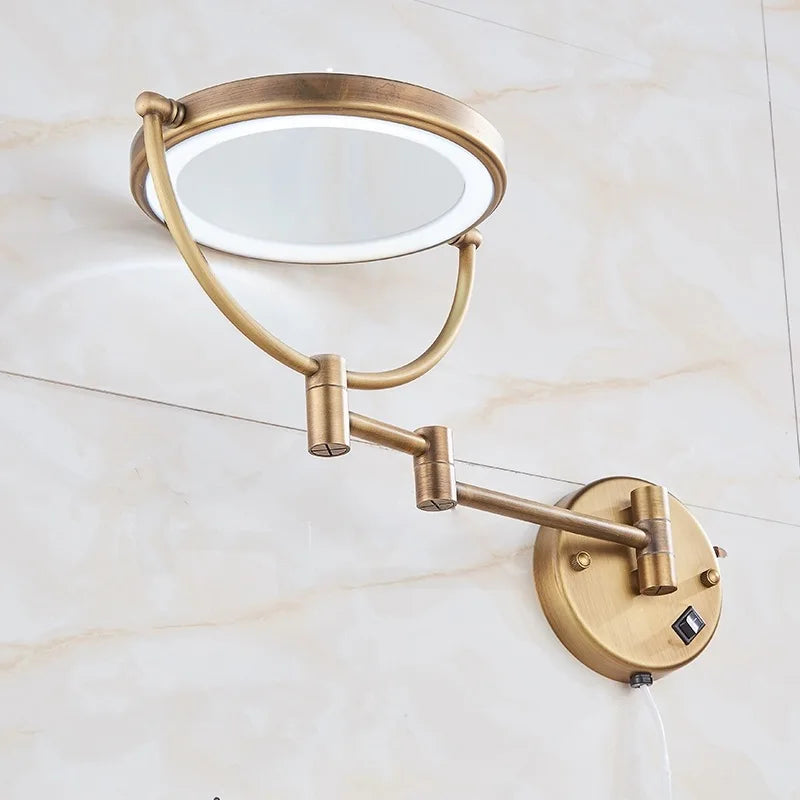 5x Magnifying Led Folding Bathroom Mirrors Wall Mounted