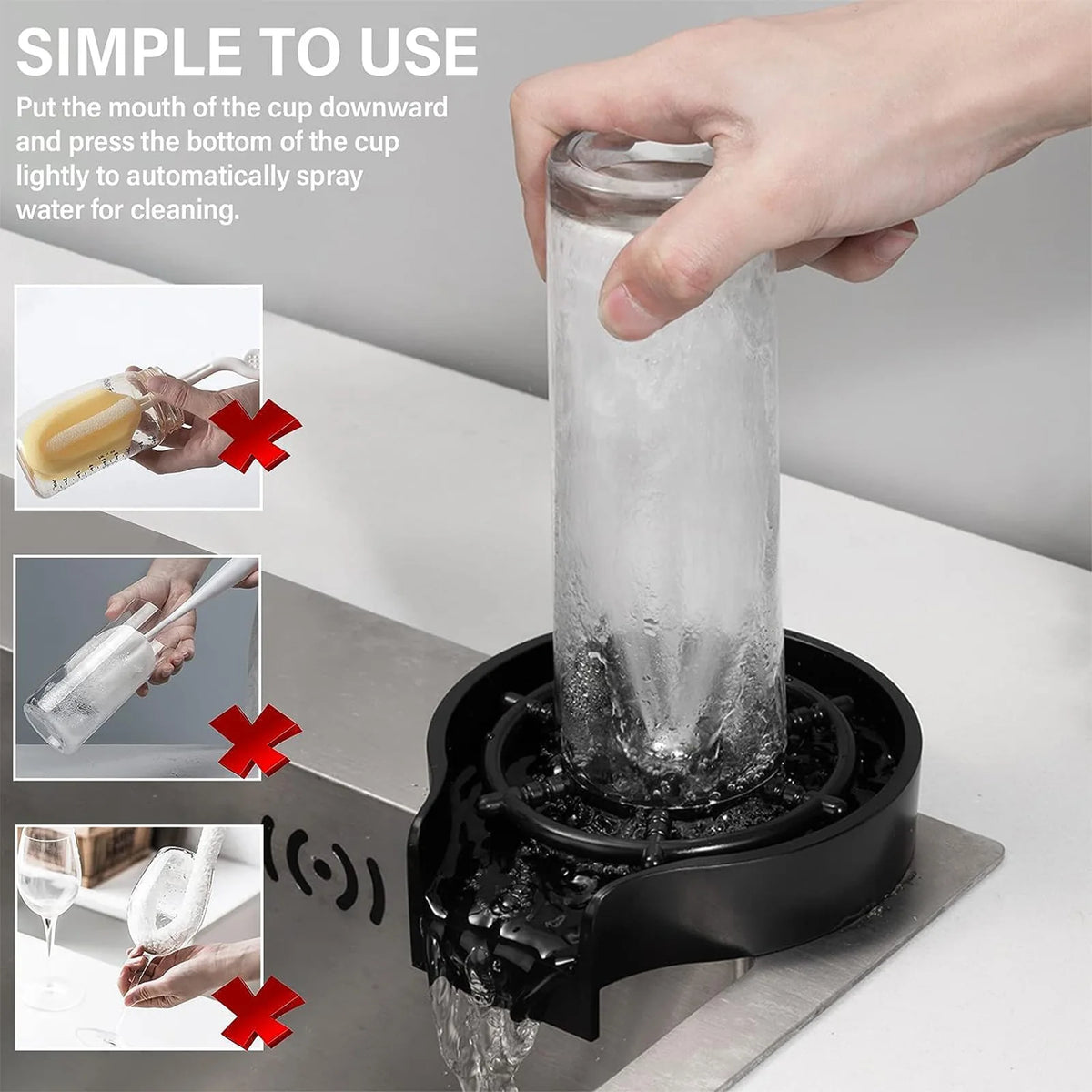Abs High Pressure Automatic Glass Cup Washer Sink