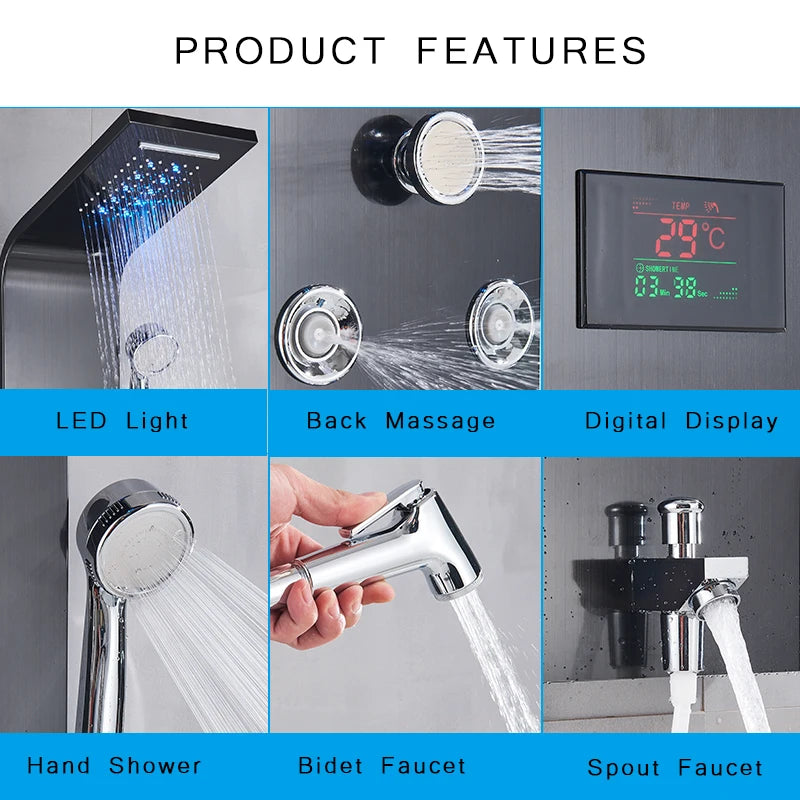 Bathroom Shower Panel Led Rainfall/Waterfall Shower Head
