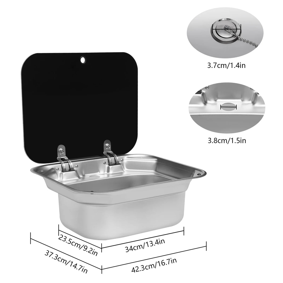 Rv Sink Camper Lid Foldable &Cold Faucet Pipes