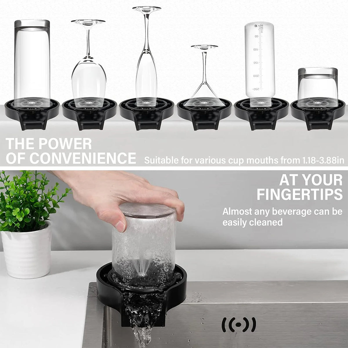 Abs High Pressure Automatic Glass Cup Washer Sink