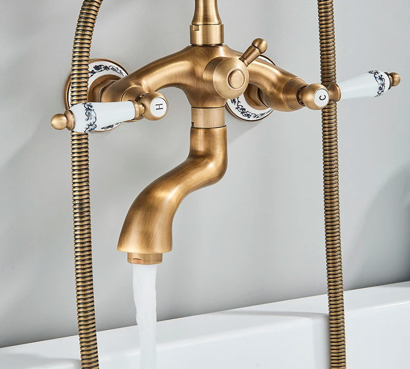 Retro European Bathtub Shower Faucet Handled Handshower Ceramics