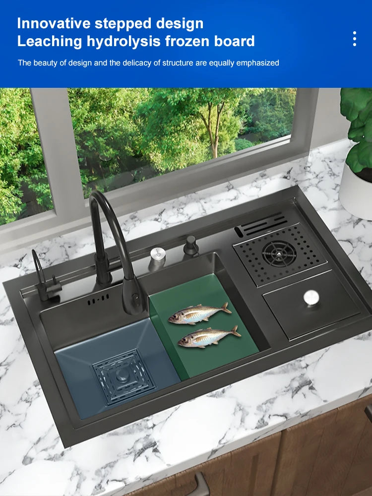 Stepped Stainless Steel Sink Cup Washer Large Slot
