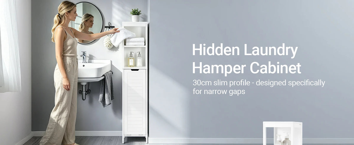 Sobuy Bzr123-W High Wardrobe Fold-Out Laundry Bag Bathroom