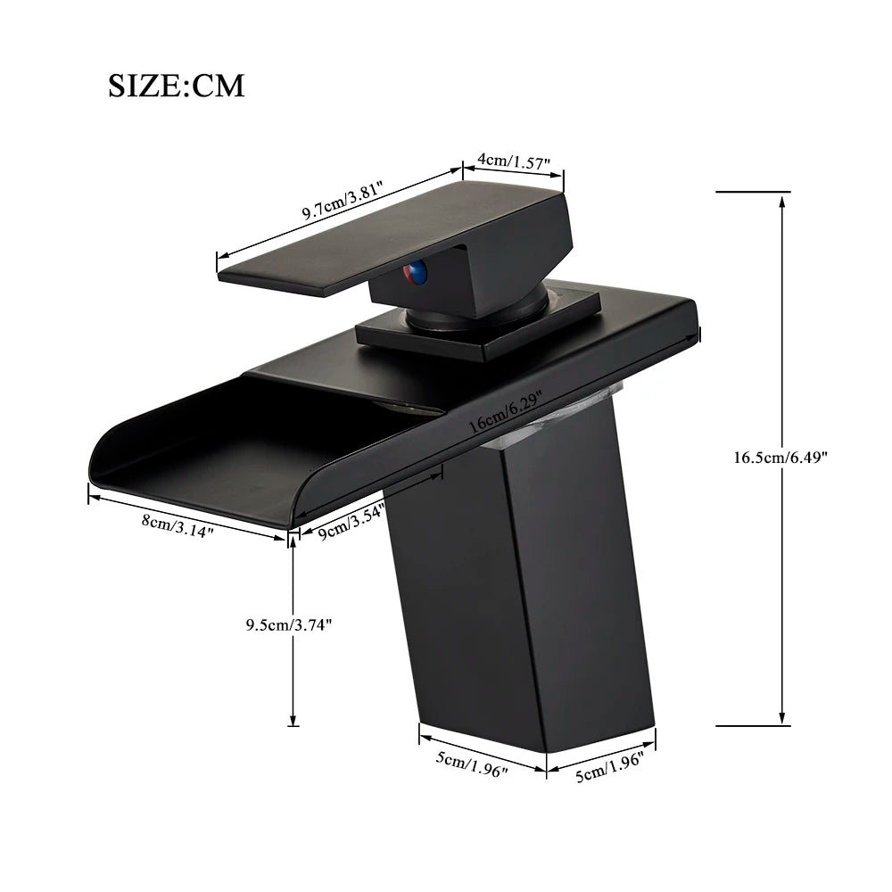 Luxury Led Color Changing Waterfall Basin Sink Faucet