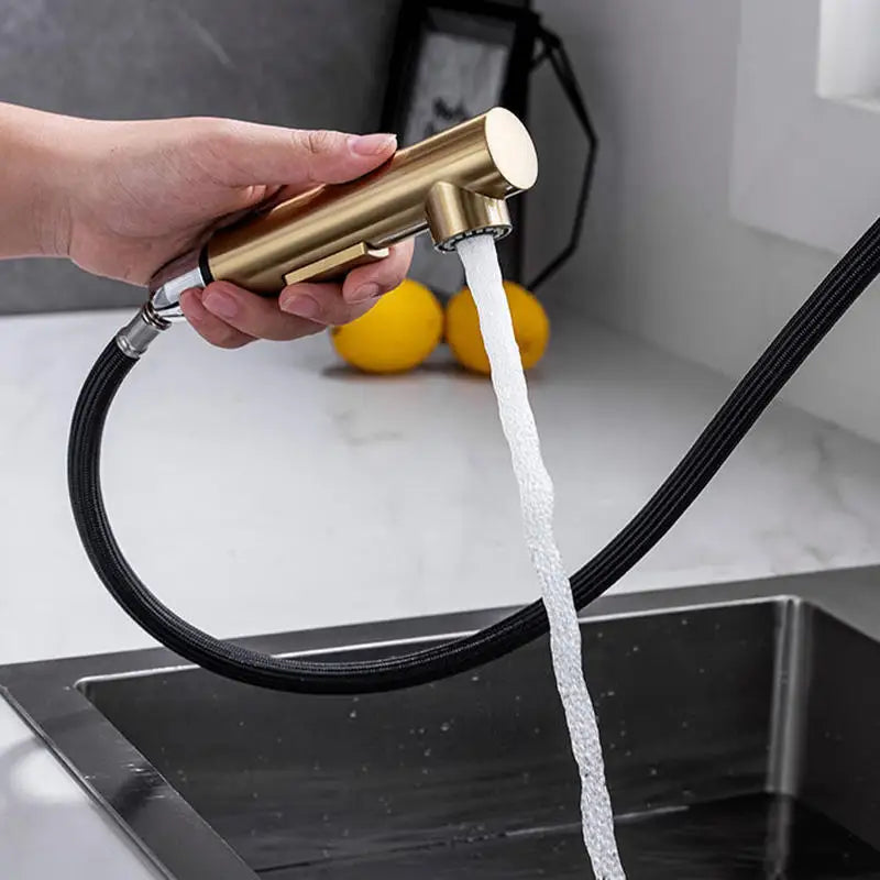 Brushed Gold Touch Sink Faucets Cold Pull Out