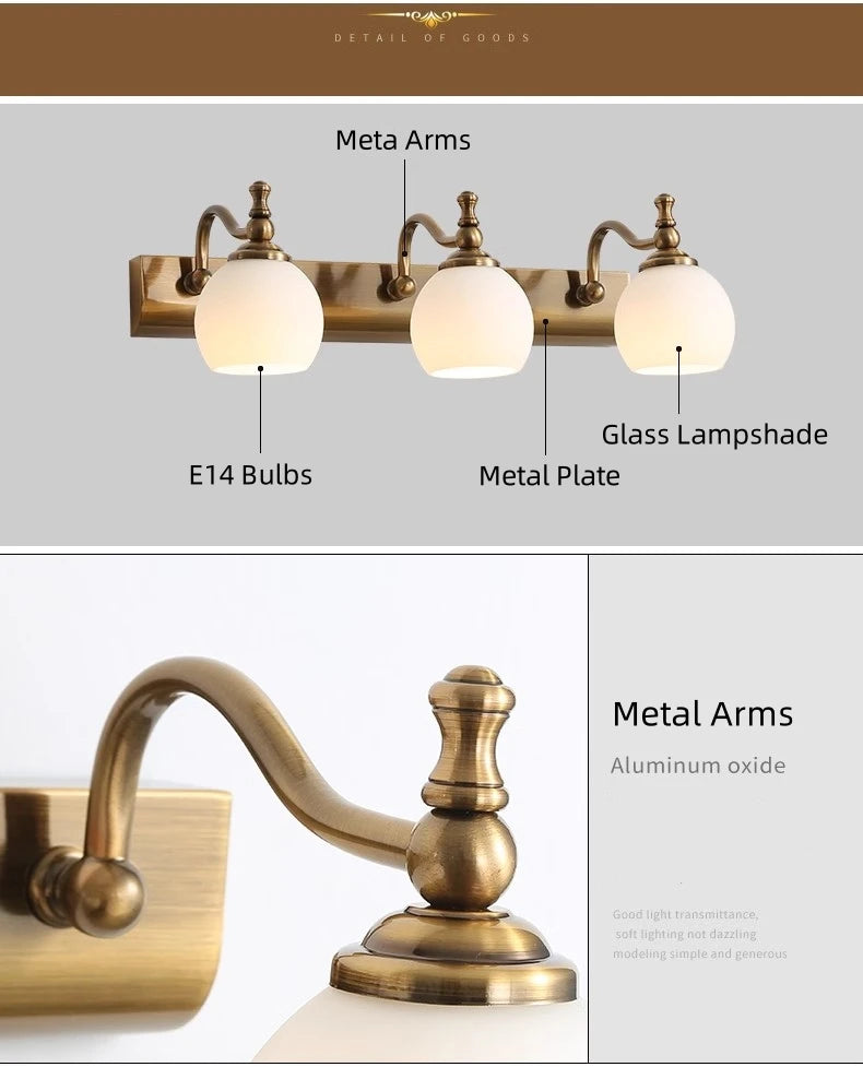 Modern Bathroom Vanity Light Fixtures 3-Light Milky Glass