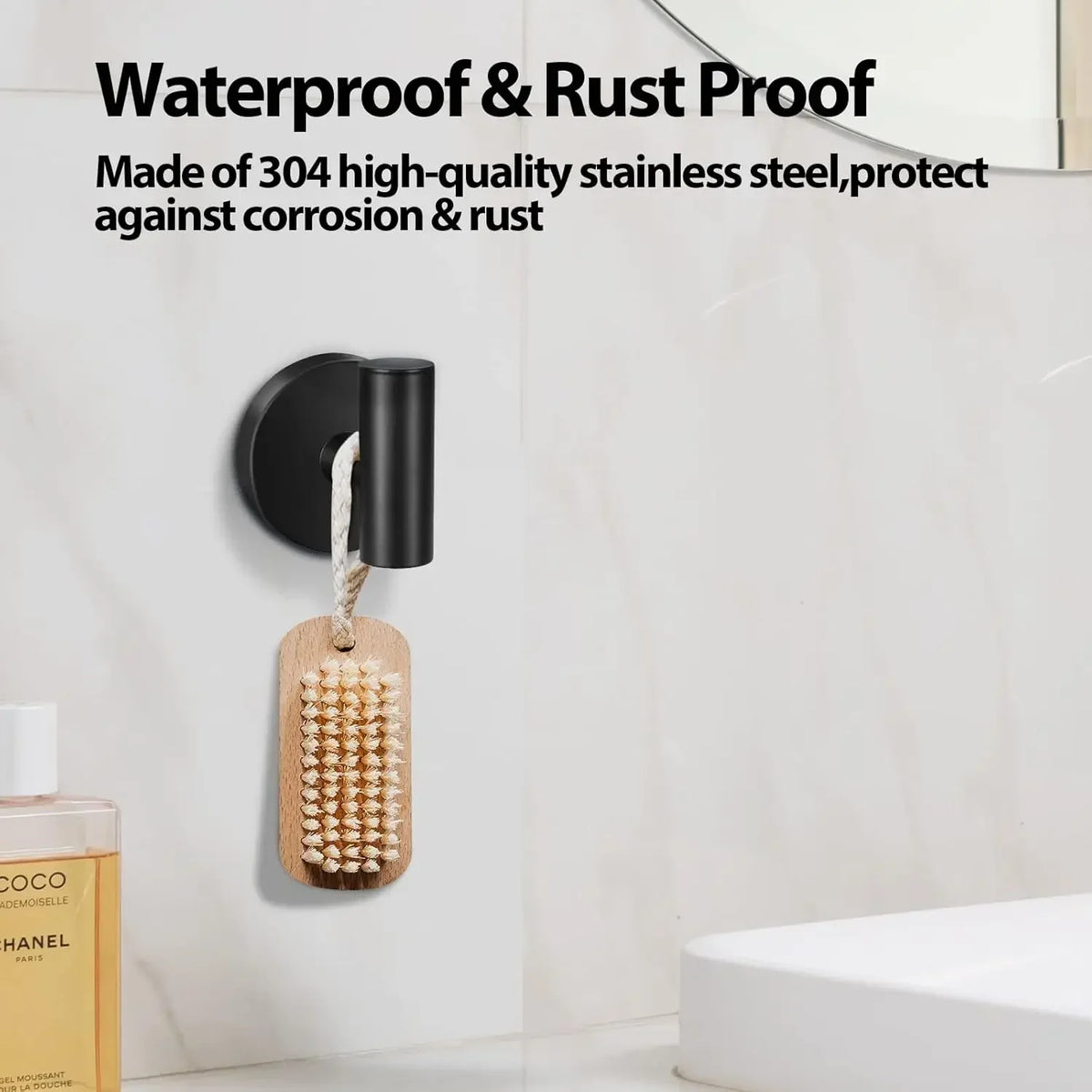 2pcs Polished Bathroom Towel Hooks Stainless Steel Coat