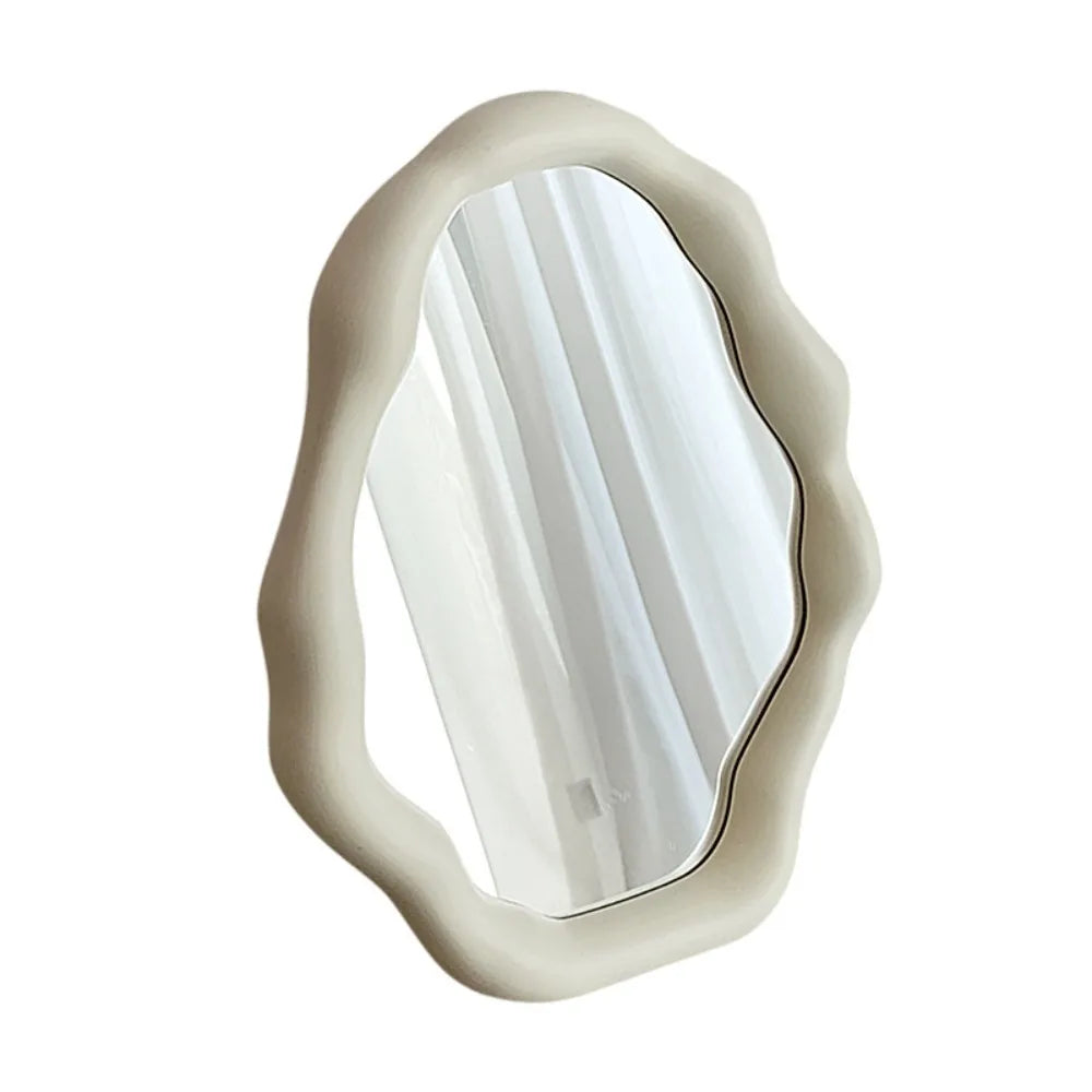 1pc Cream Style Makeup Mirror Decorative Irregular Simple