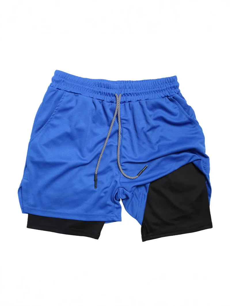 Men Summer Breathable 2-In-1 Double-Layer Compression Shorts