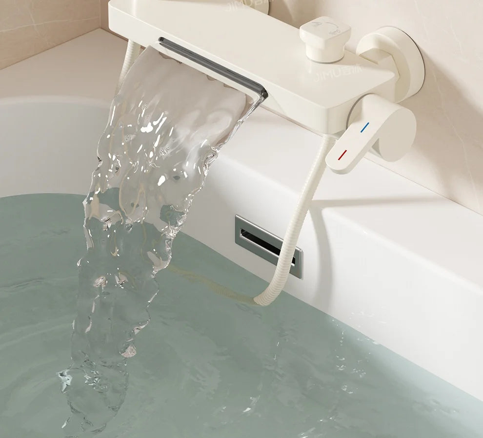 Cream Style Solid Brass Wall Mounted Bathtub Faucet