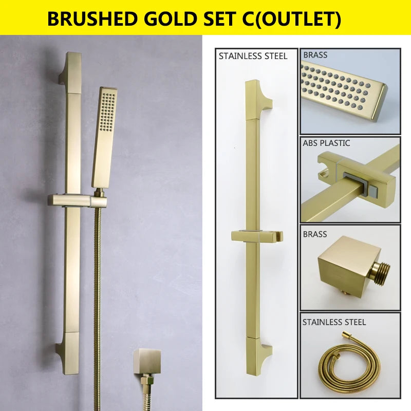 Slide Bar Hand Shower Brushed Matt Gold Functions