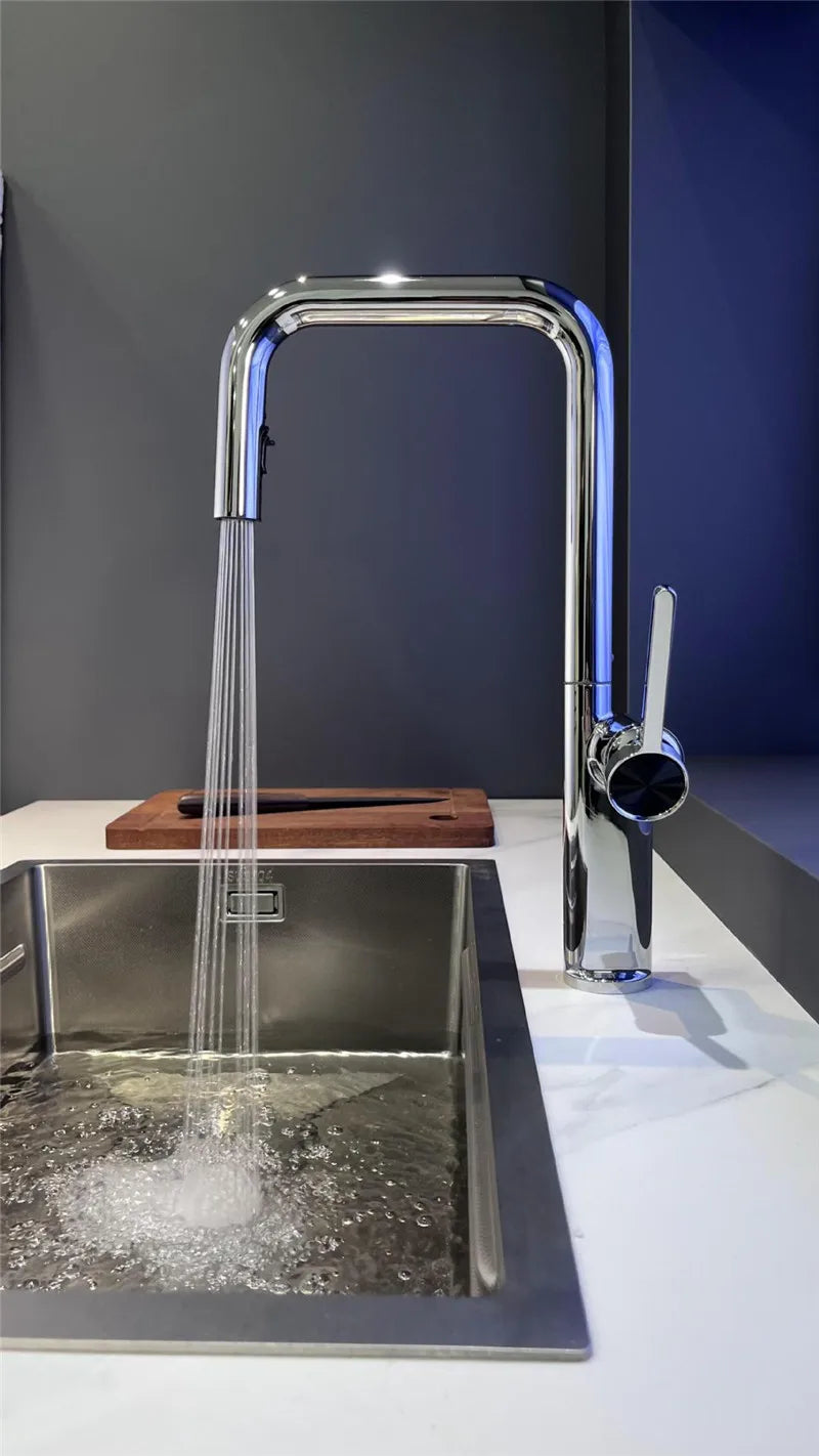 Brushed Gold Pull Out Faucets Brass Rose Gold