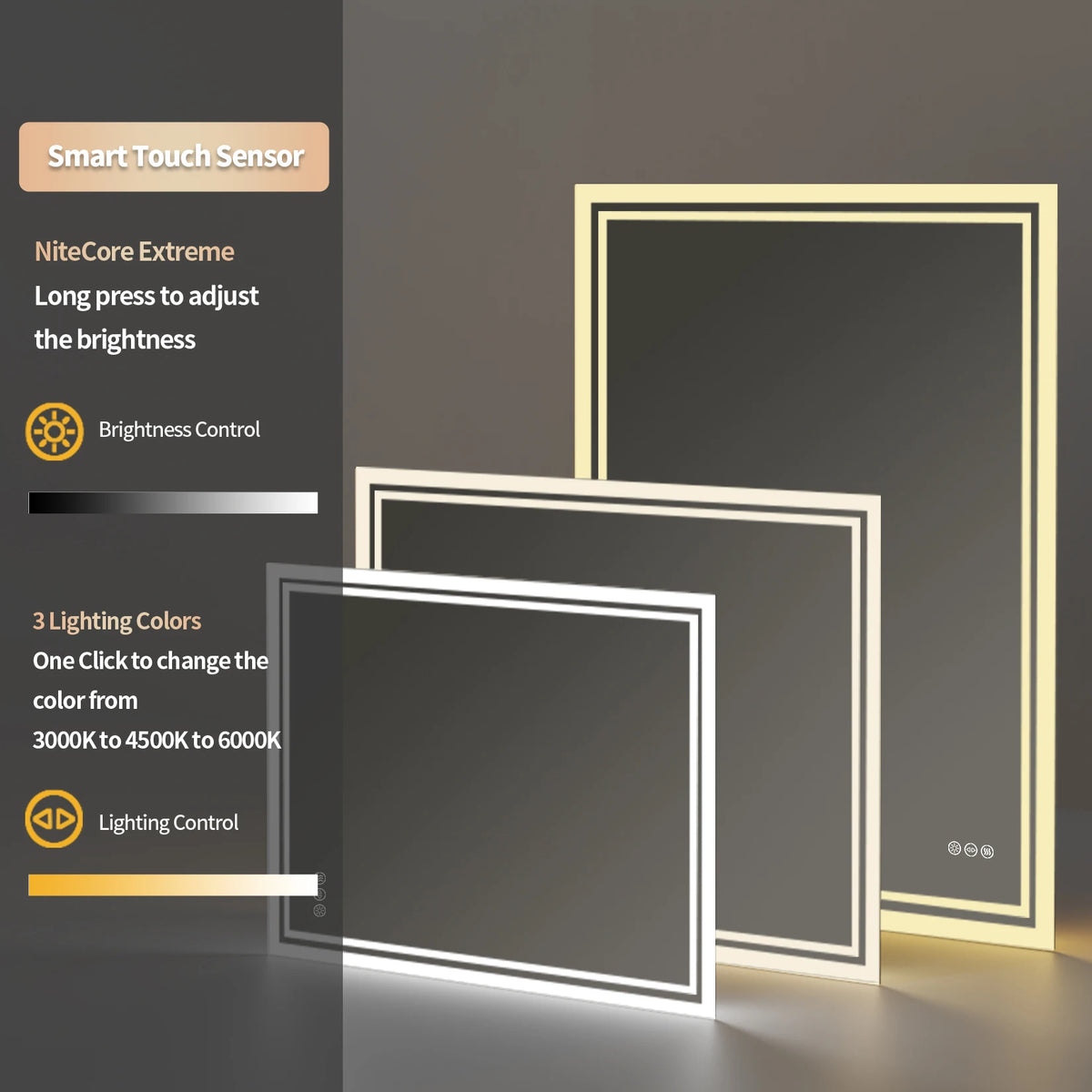 Led Backlit Mirror Bathroom Vanity Lights Anti-Fog Dimmable
