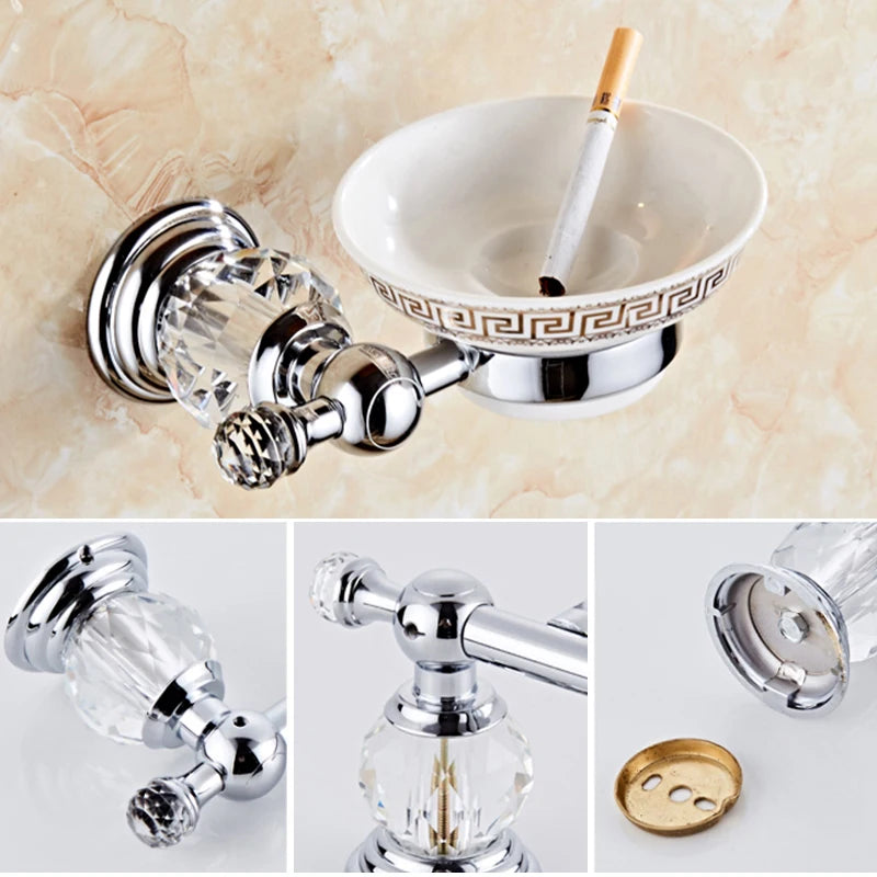 Bathroom Hardware Crystal Bath Towel Shelf Toilet Paper