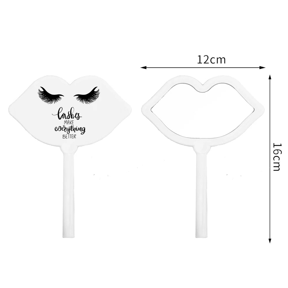 Pc Lip Shape Handheld Makeup Mirror Lash Tech
