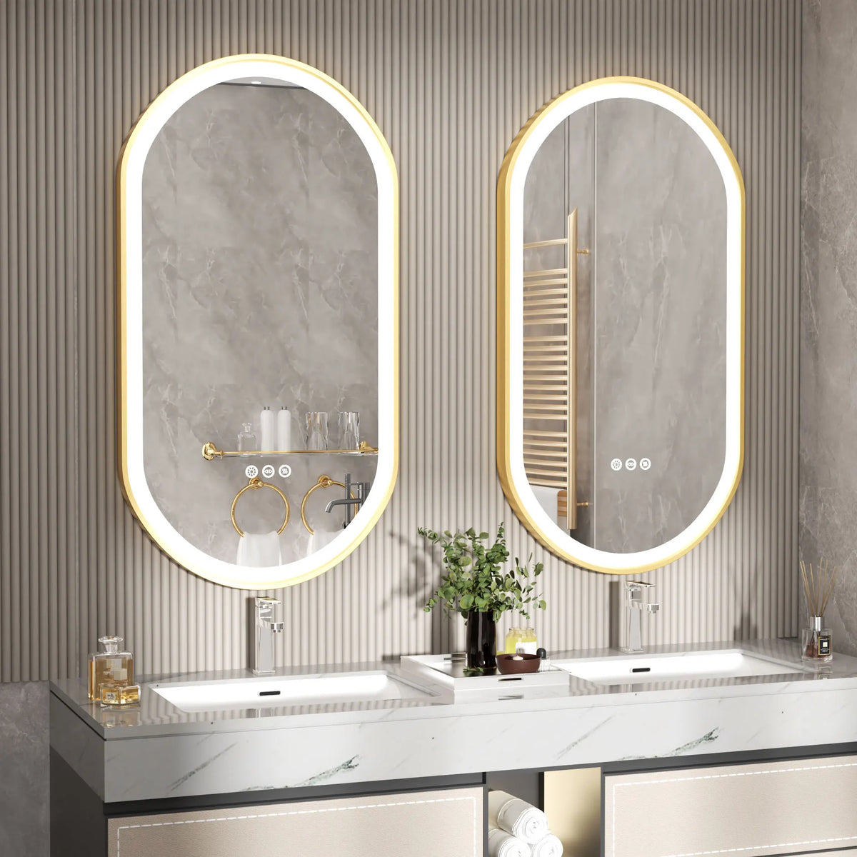 Large Led Oval Bathroom Mirror Stepless Dimmable Lighted