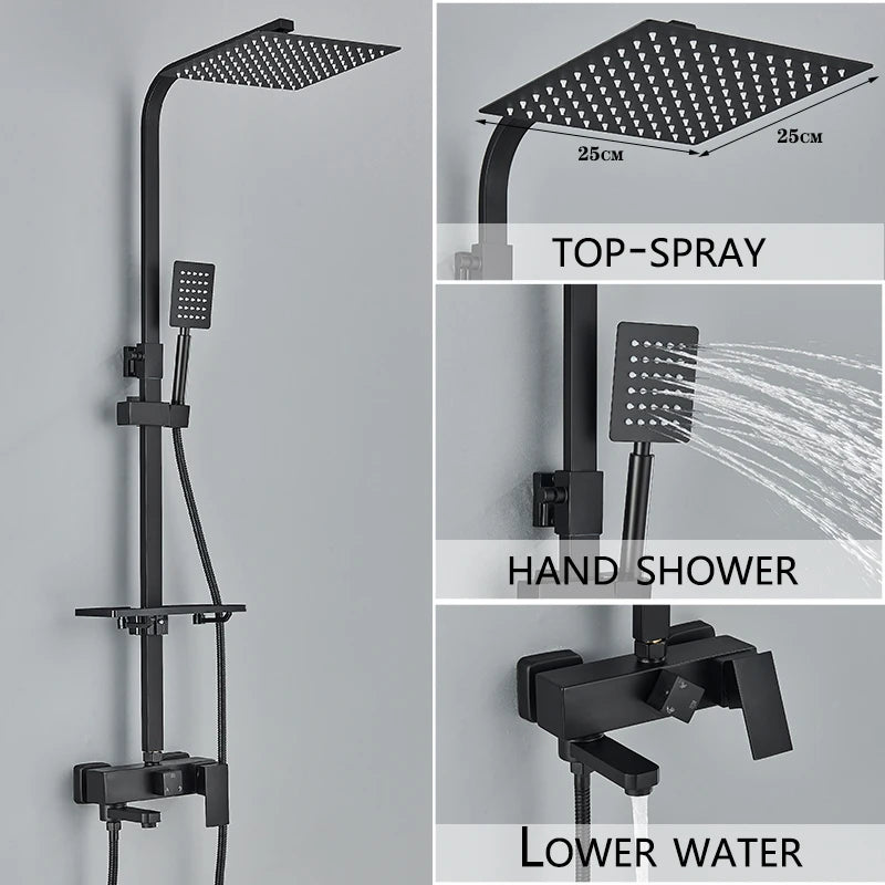 4-Function Wall Mounted Shower Faucet Rainwater Bathtub Shower