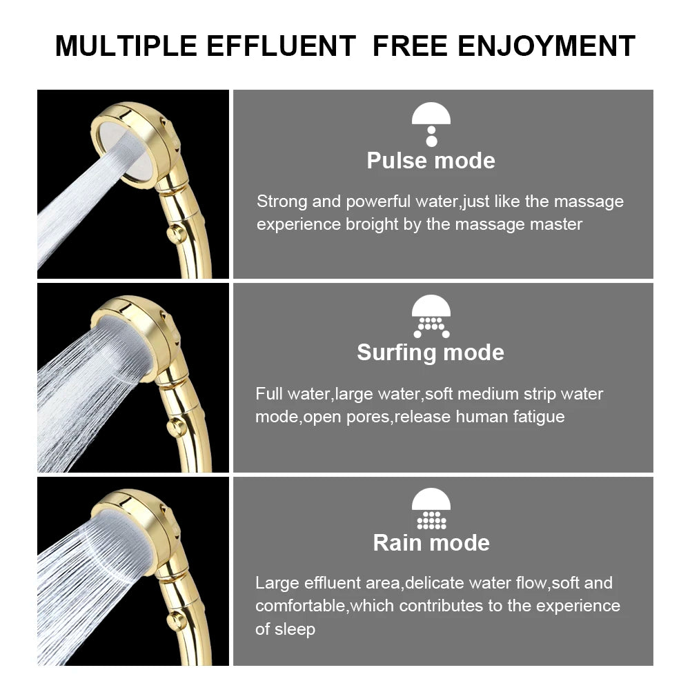 High Pressure Shower Head Hose Holder Gold Modes