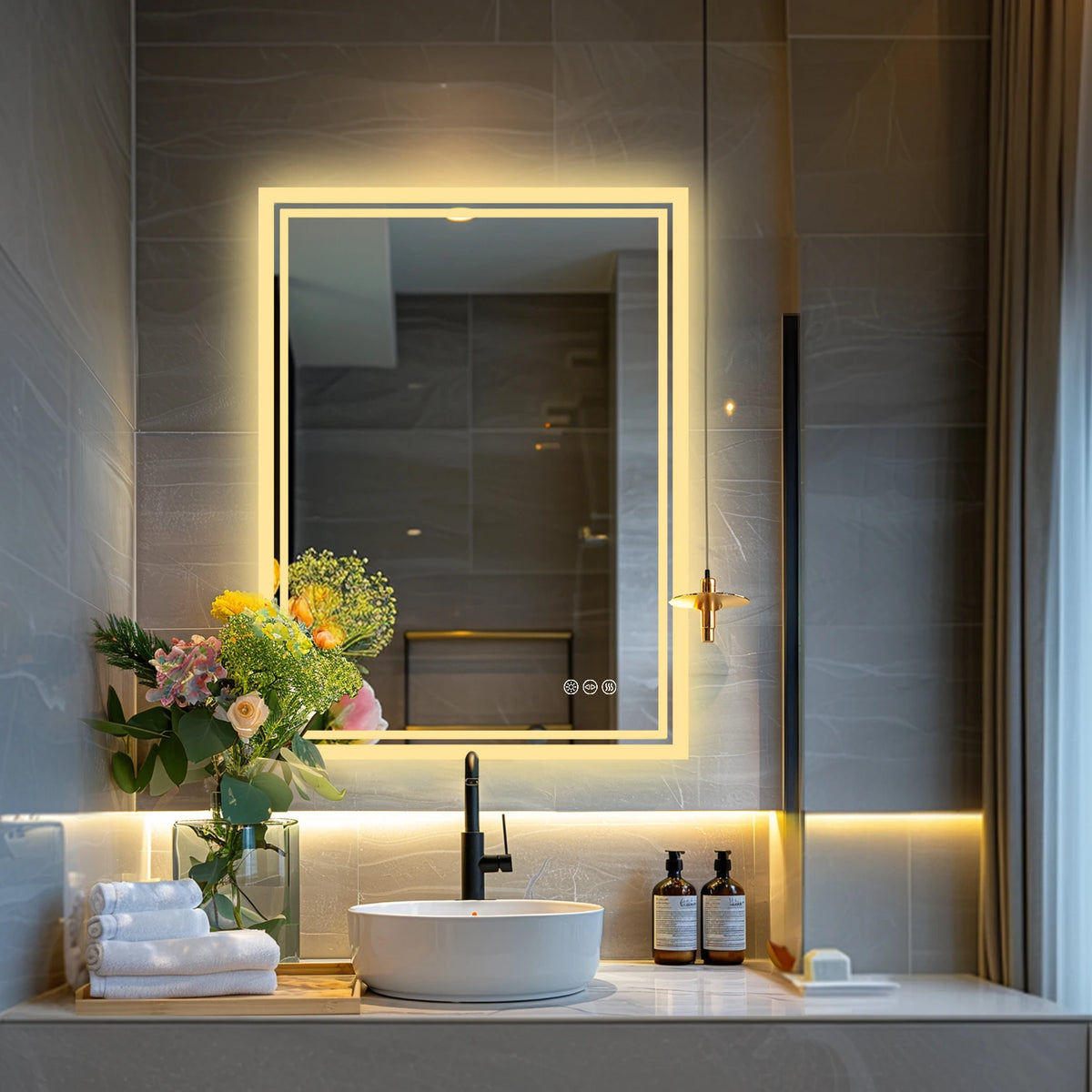 Led Backlit Mirror Bathroom Vanity Lights Anti-Fog Dimmable