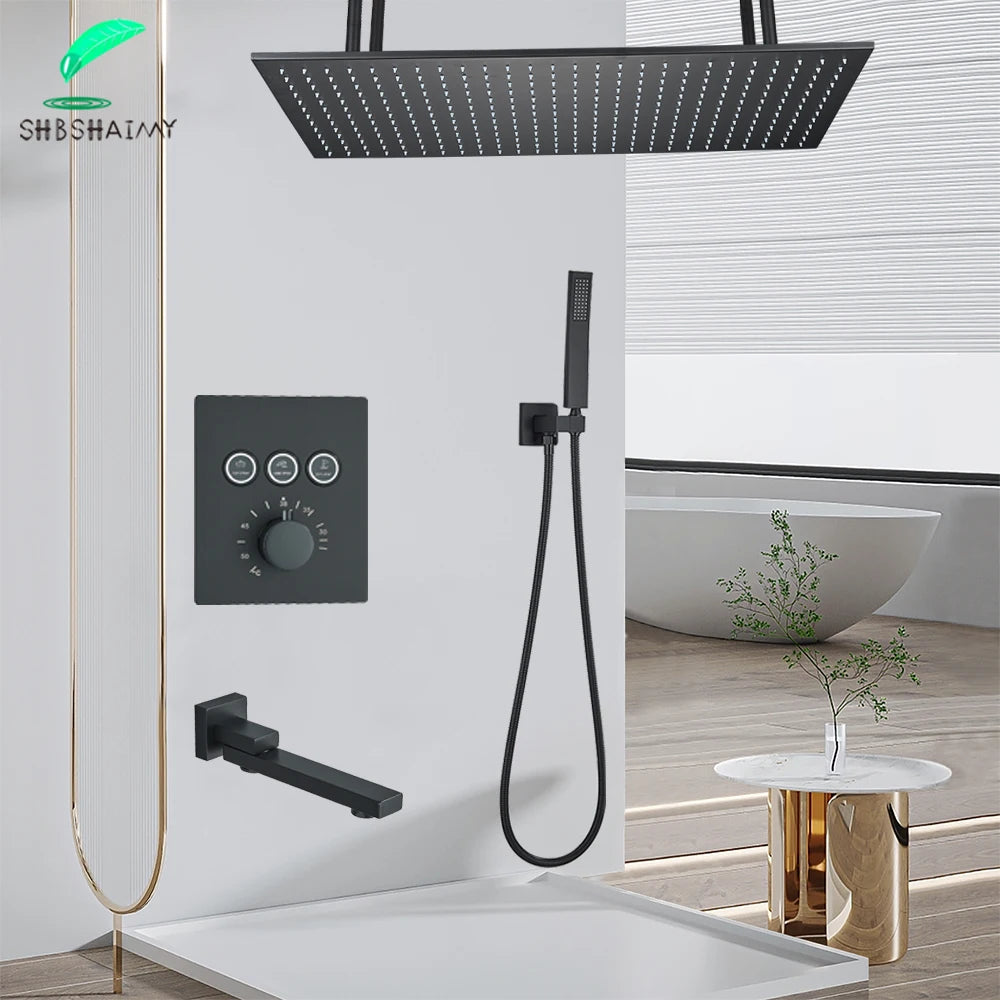 Luxury Thermostatic Shower Systems Big Rainfall Shower Concealed