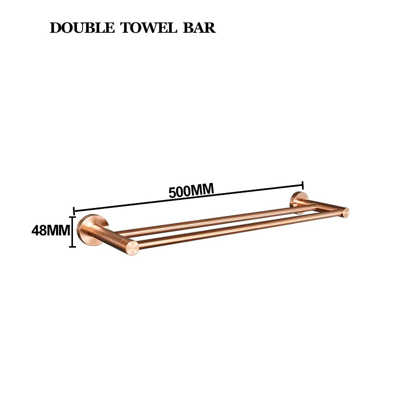 Brushed Rose Gold Bathroom Towel Rack Tissue Rack