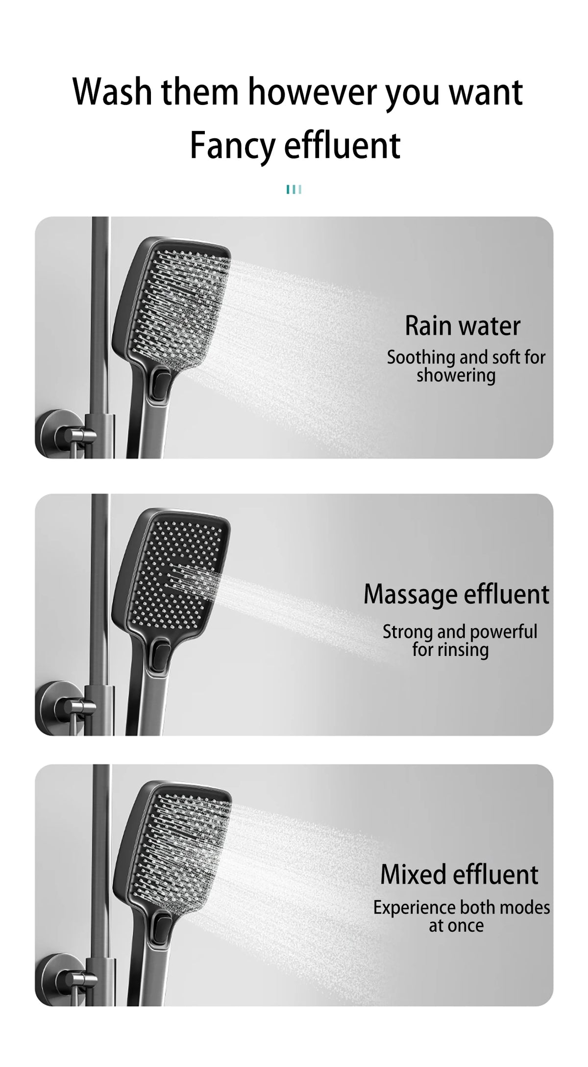 Bathroom Luxury Shower System Lights Tempered Glass Piano