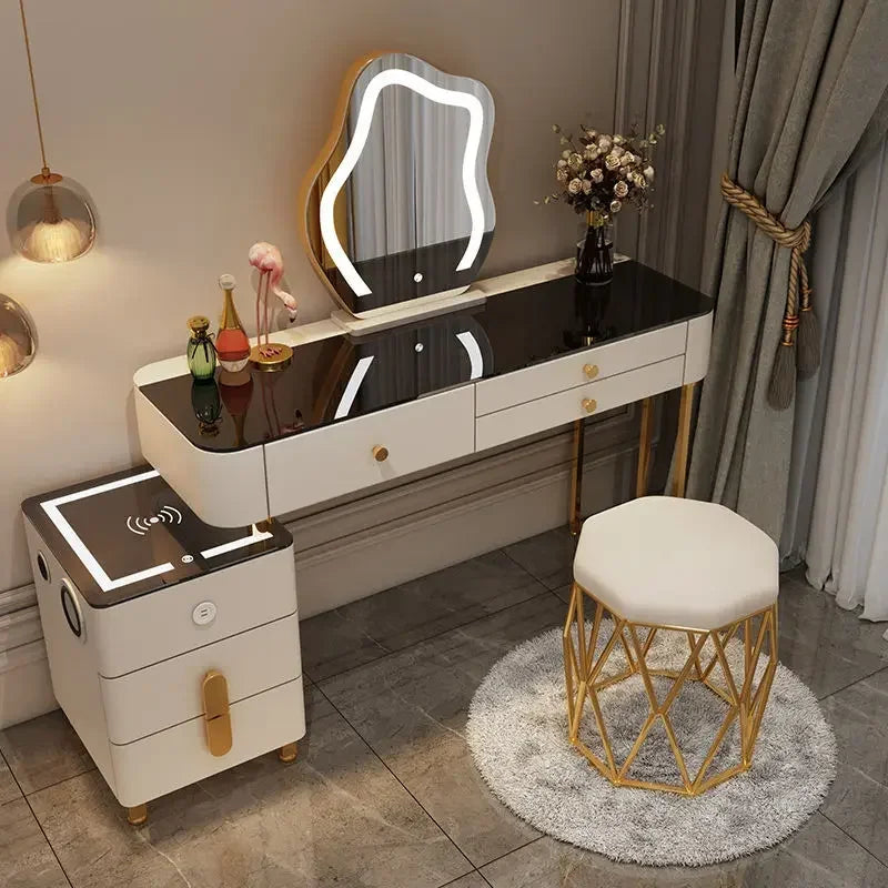 Nordic Glass Luxury Dressing Table Smart Wireless Charging