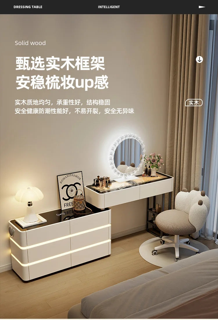 Modern Dressing Table Vanity Desk Wireless Charge Station