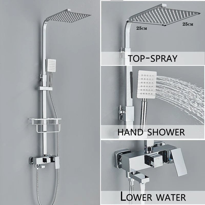 4-Function Wall Mounted Shower Faucet Rainwater Bathtub Shower