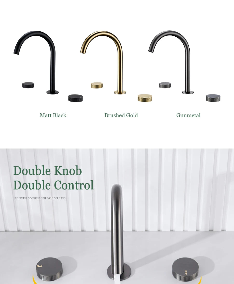 Gumetal Basin Faucet Cold Widespread Tap 360 Rotation