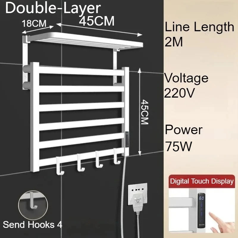 Metal Electric Heated Towel Rail Smart Disinfection Thermostat