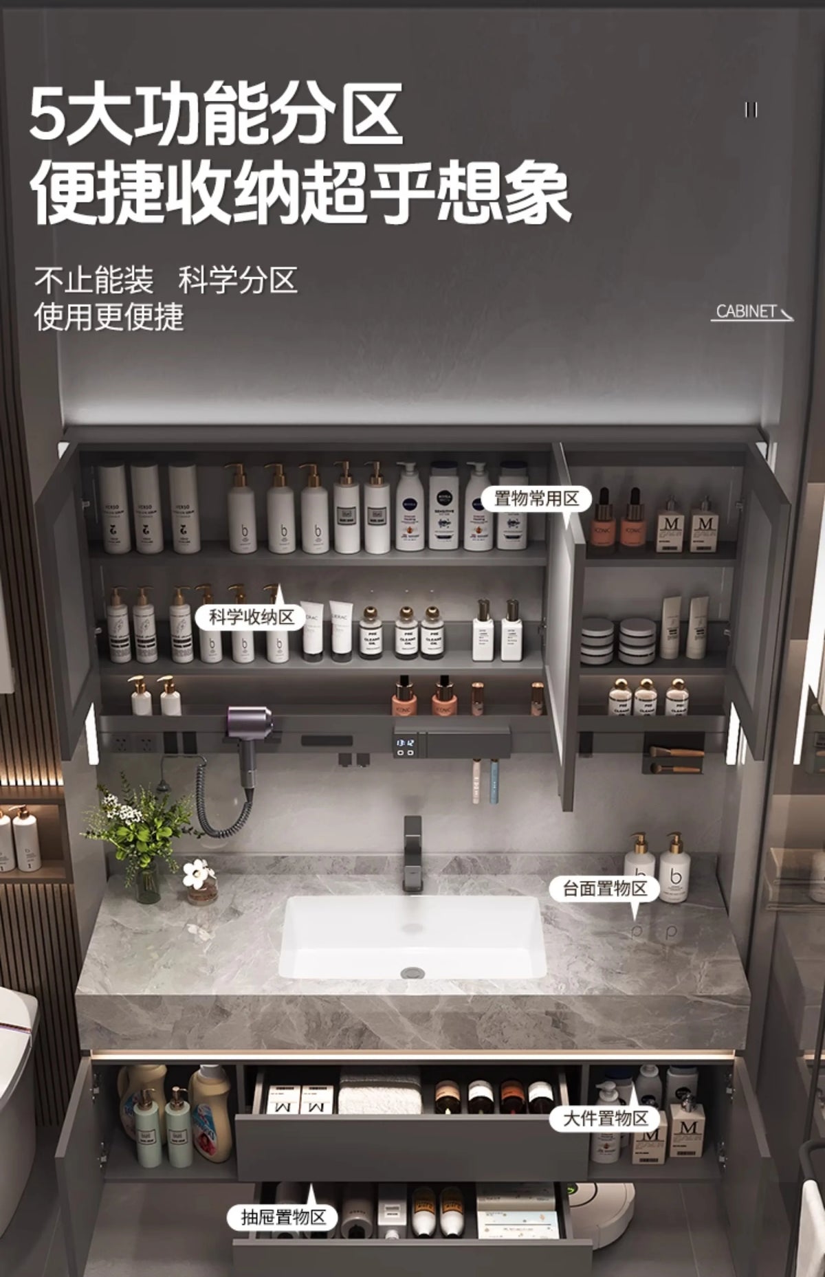 Simple Luxury Bathroom Cabinets Washbasin Vintage Toilet Drawer