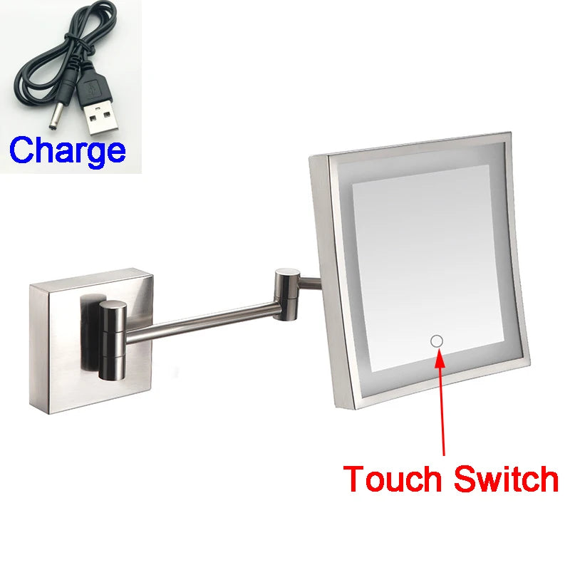 Square Touch Bathroom Mirror Wall Mounted Lighted Bathroom
