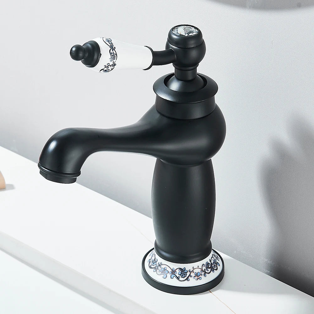 Quyanre Retro Antique Brass Basin Faucet Handle Mixer