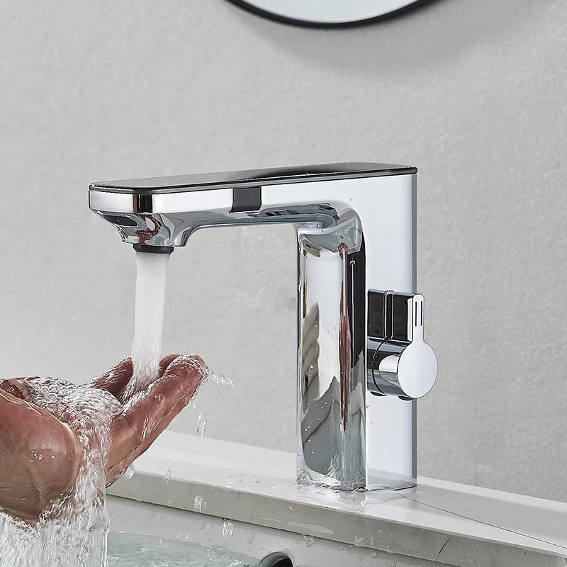 Gun Grey Smart Sensor Basin Faucet Digital Display
