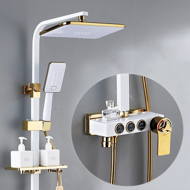 White Digital Bathroom Shower Quality Brass Bathroom Mixer