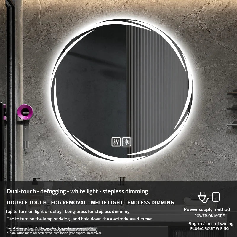 Bathroom Mirror 70 Cm Round Anti-Fog Led Bathroom