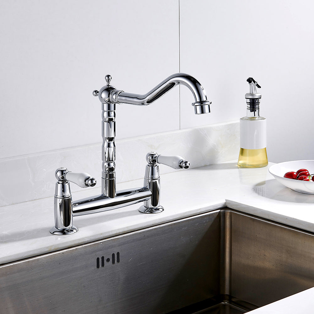 Ceramic Handle Faucet European Style Full Brass Retro